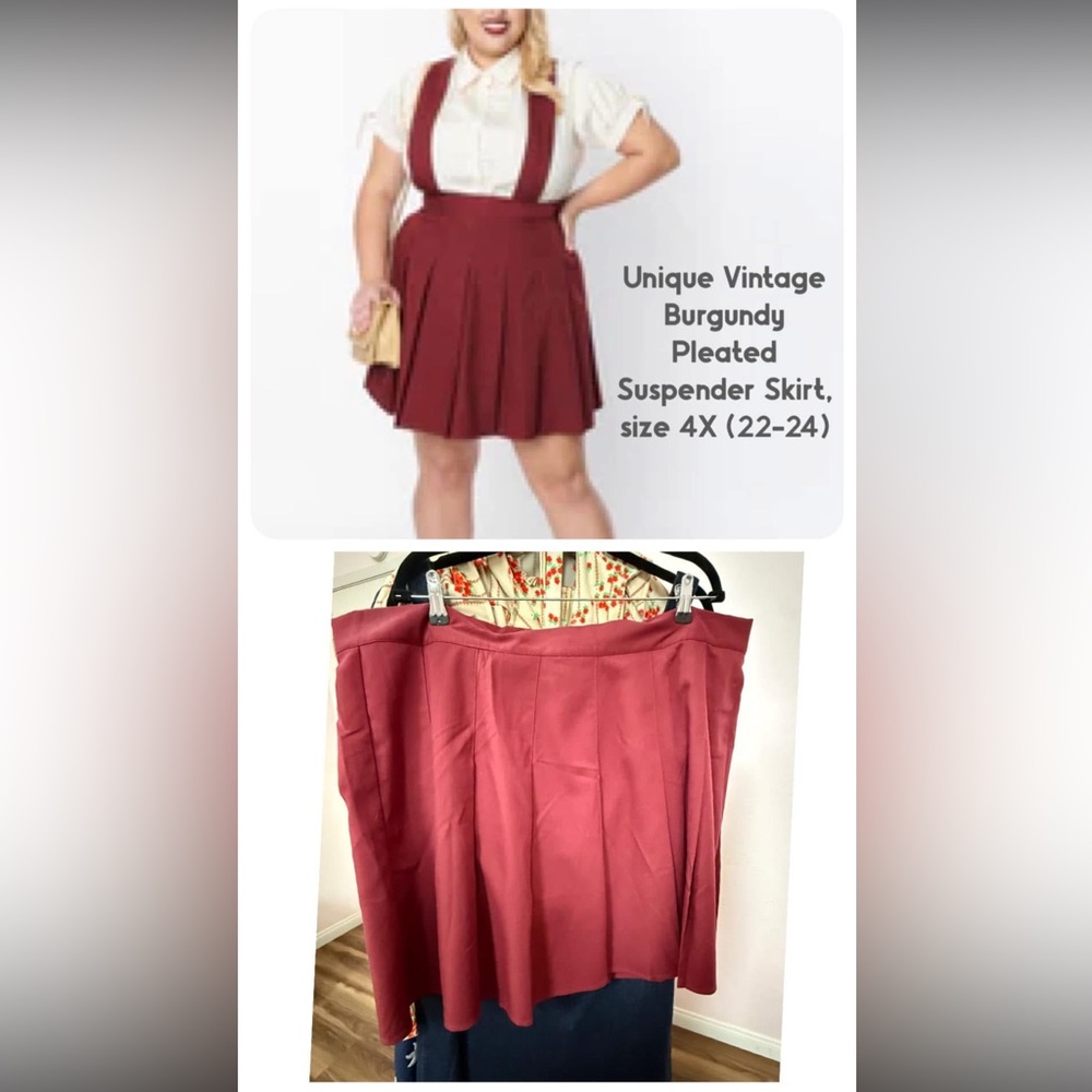 Unique Vintage Pleated Suspenders Skirt